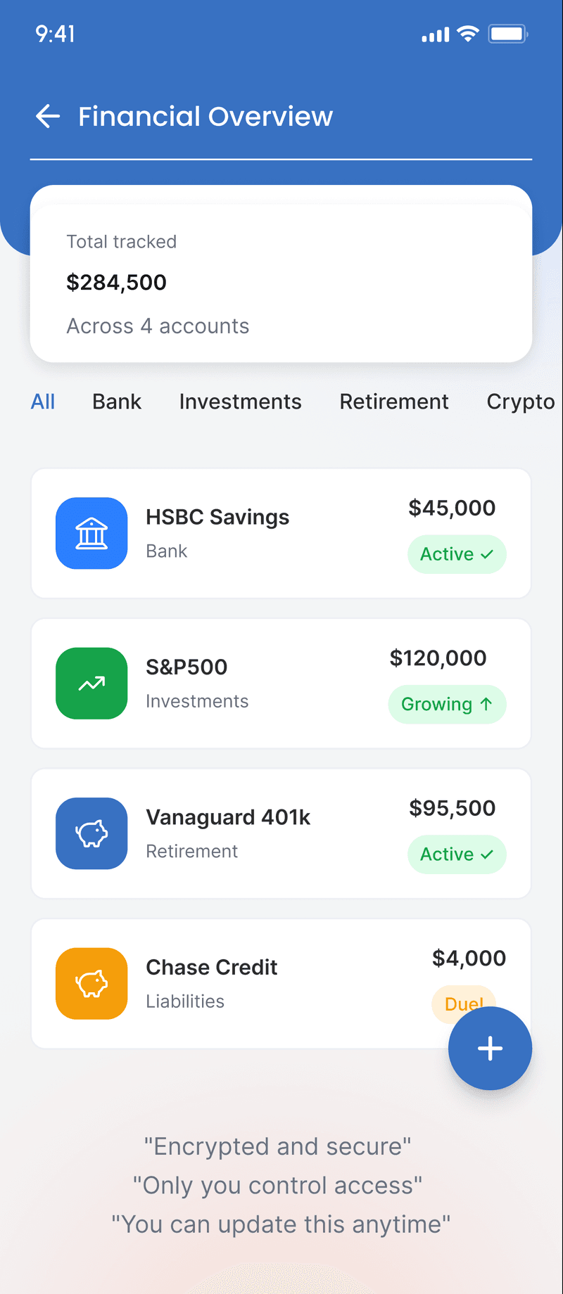 手机上的 AssetOrganize 财务概览